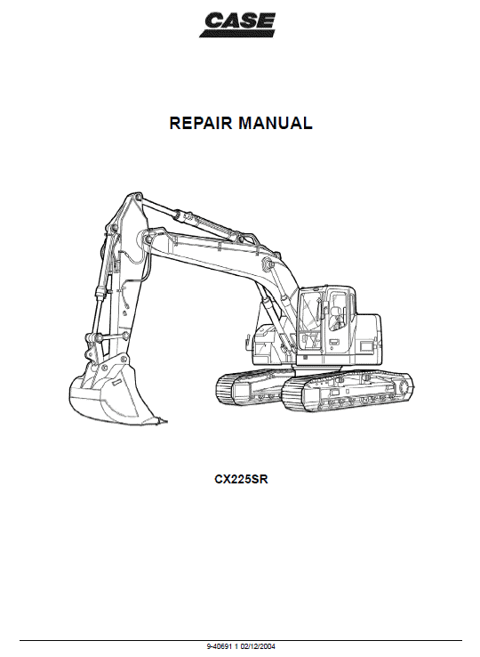 Case Cx225sr Excavator Service Manual