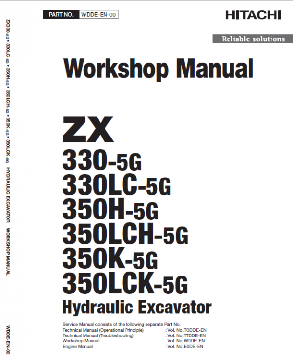 Hitachi Zx330-5g, Zx330lc-5g And Zx350lch-5g Zaxis Excavator Manual