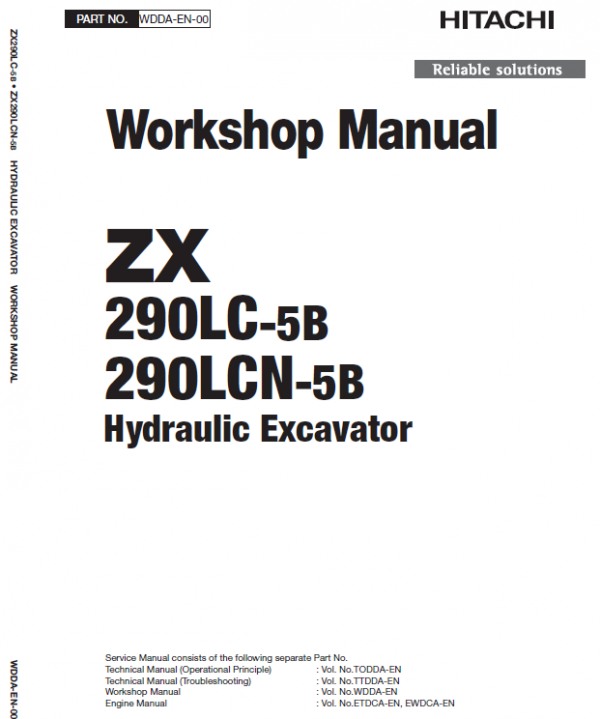 Hitachi Zx290lc-5b And Zx290lcn-5b Zaxis Excavator Manual