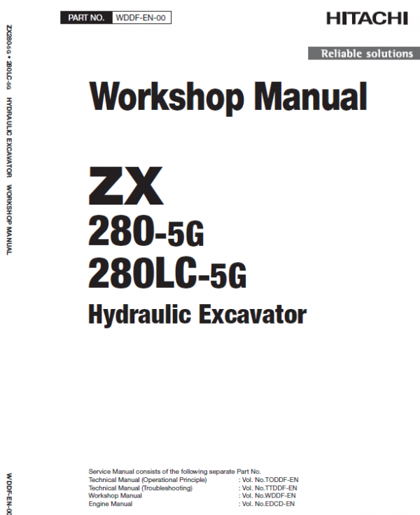 Hitachi Zx280-5g And Zx280lc-5g Zaxis Excavator Manual