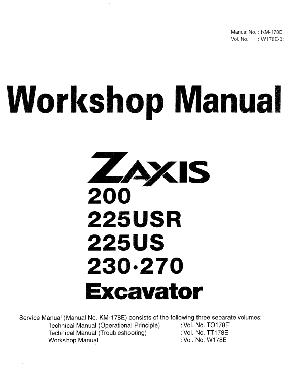 Hitachi Zx200, Zx225usr, Zx230 And Zx270 Zaxis Excavator Manual