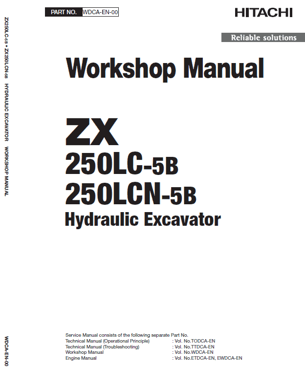 なっちページ Hitachi ZX250LC-5B and ZX250LCN-5B ZAXIS Excavator Repair Manual