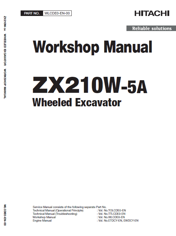 Hitachi Zx210w-5a Zaxis Excavator Manual