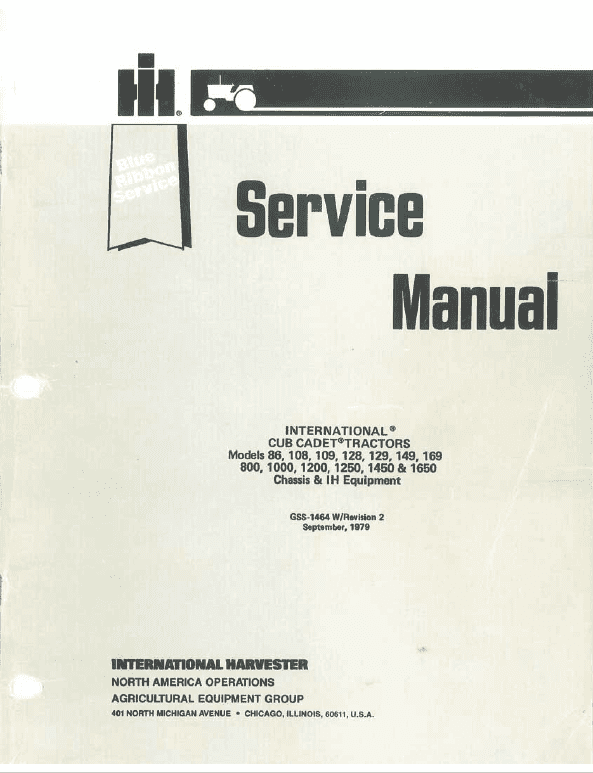 Cub Cadet 800, 1000, 1200, 1250, 1450 And 1650 Service Manual