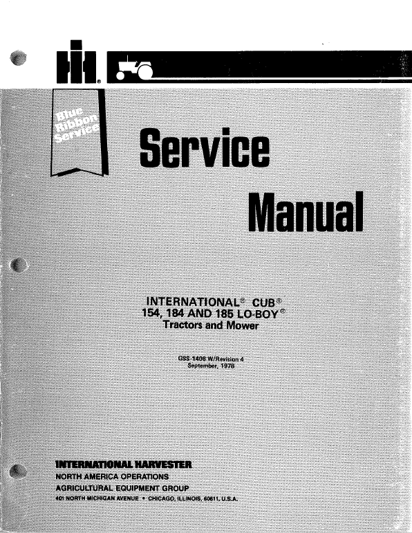 Cub Cadet 154, 184 And 185 Tractor Service Manual