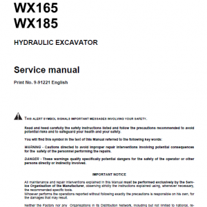 Case Wx145, Wx165 And Wx185 Excavator Service Manual