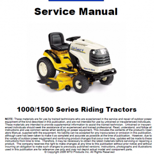 Cub Cadet 1000 And 1500 Series Service Manual