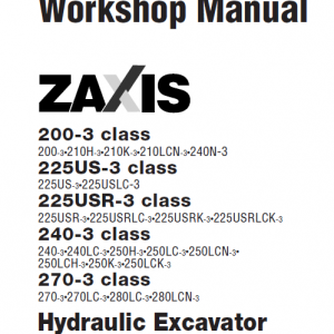 Hitachi Zaxis Zx200-3, Zx240-3 And Zx270-3 Excavator Manual