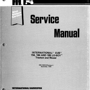 Cub Cadet 154, 184 And 185 Tractor Service Manual