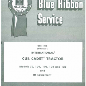 Cub Cadet 72, 104, 105, 124 And 125 Tractor Manual