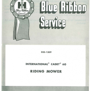 Cub Cadet Model 60 Riding Mower Service Manual