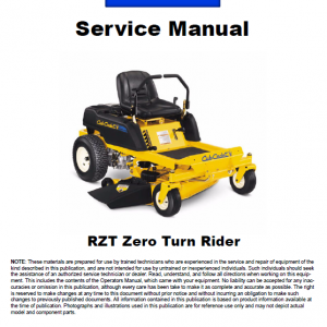 Cub Cadet Rzt Series (2004-2005) Service Manual