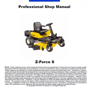 Cub Cadet Z-force S Series (2010) Service Manual