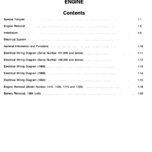 Cub Cadet 805, 1015, 1020, 1105, 1110, 1215 Tractor Service Manual