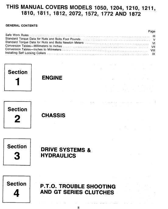 Cub Cadet 1050, 1204, 1210 And 1211 Service Manual