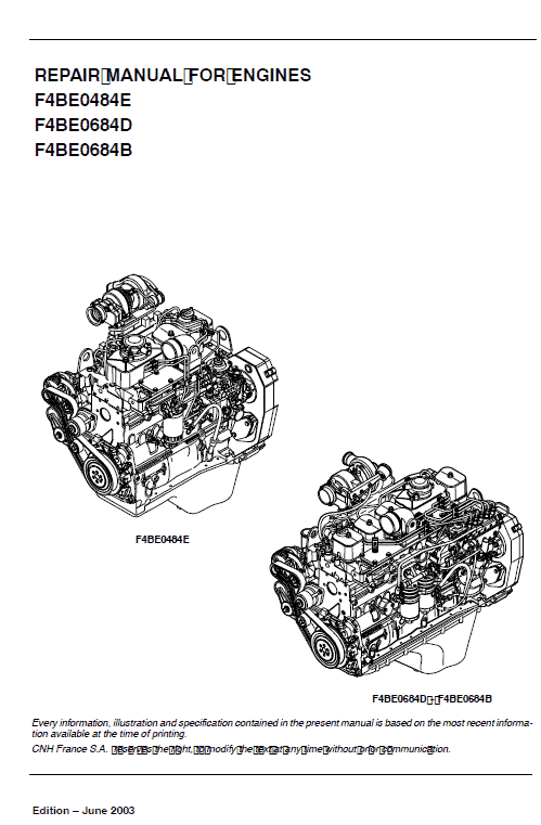 Iveco F4be0484e, F4be0684d And F4be0684b Engines Service Manual