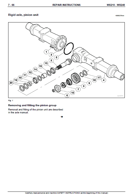 Case Wx210 And Wx240 Excavator Service Manual