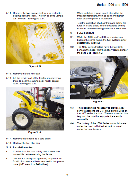 Cub Cadet 1000 And 1500 Series Service Manual