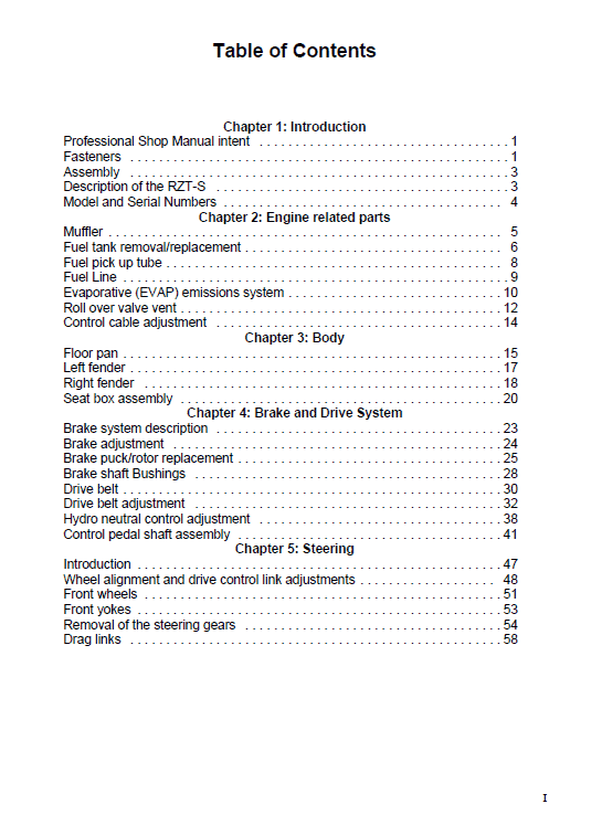 Cub Cadet Rzt S Series (2012 And After) Service Manual