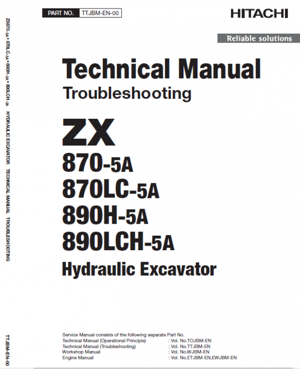 Hitachi Zx870-5a And 890h-5a Excavator Service Manual