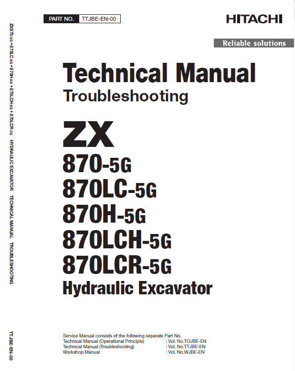 Hitachi Zx870-5g Excavator Service Manual