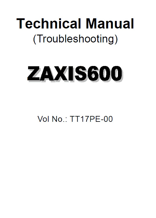 Hitachi Zx600 Zaxis Excavator Service Manual