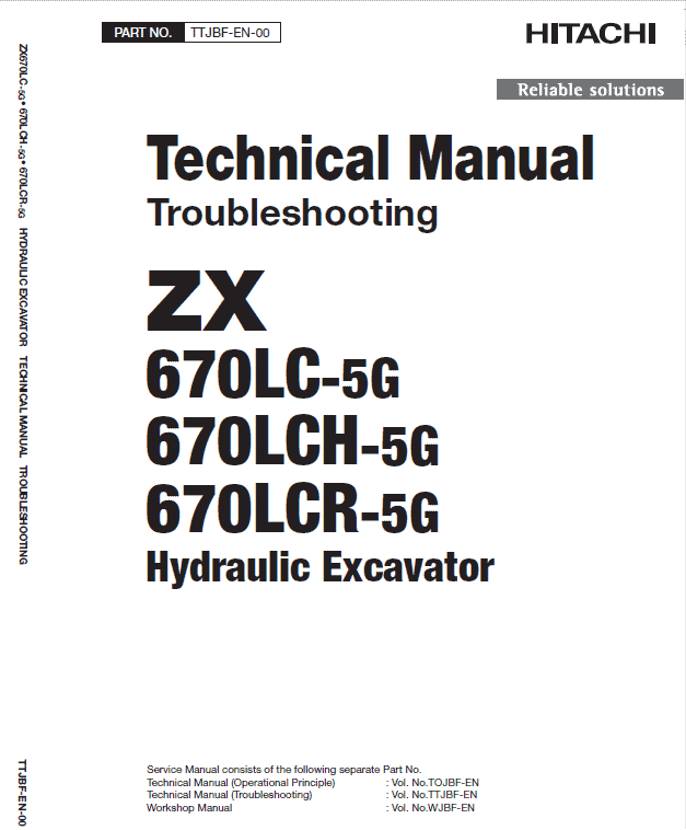 専用ページ Hitachi ZX670LC-5G, ZX670LCR-5G and ZX670LCH-5G Excavator Service
