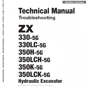 Hitachi Zx330-5g, Zx330lc-5g And Zx350lch-5g Zaxis Excavator Manual