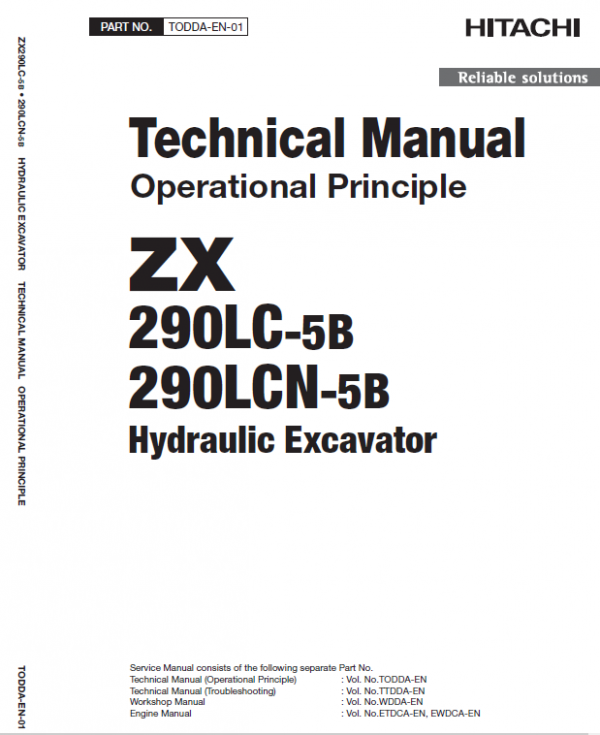 Hitachi Zx290lc-5b And Zx290lcn-5b Zaxis Excavator Manual