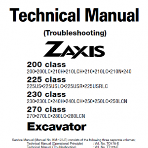 Hitachi Zx200, Zx225usr, Zx230 And Zx270 Zaxis Excavator Manual