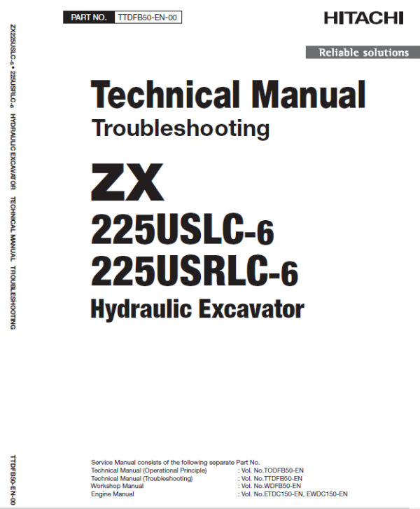 Hitachi Zx225uslc-6 And Zx225usrlc-6 Zaxis Excavator Manual