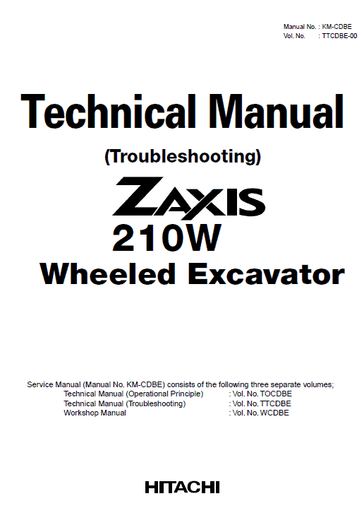 Hitachi Zx210w Zaxis Excavator Manual