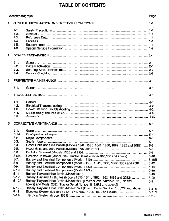 Cub Cadet 1860, 1862 And 1882 Service Manual