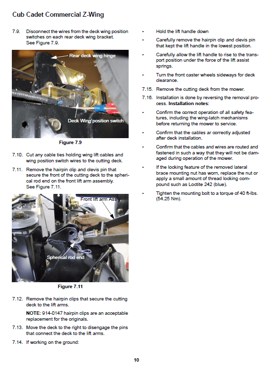 Cub Cadet Z-wing Series Service Manual