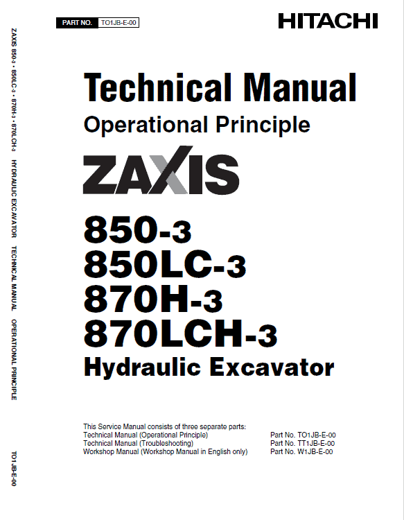 Hitachi Zx850-3 And Zx870h-3 Excavator Service Manual