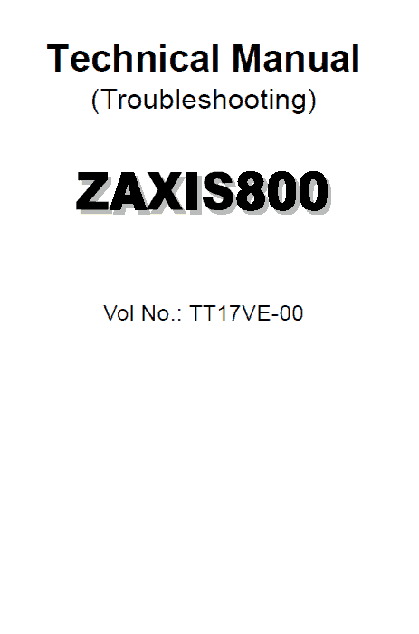 Hitachi Zx800 Zaxis Excavator Service Manual