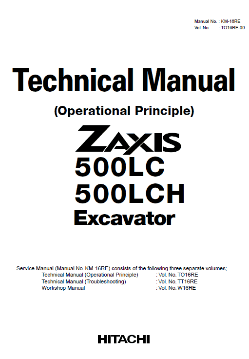 Hitachi Zx500lc And Zx500lch Excavator Service Manual