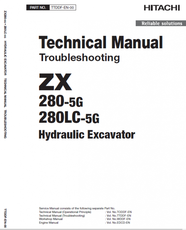 Hitachi Zx280-5g And Zx280lc-5g Zaxis Excavator Manual