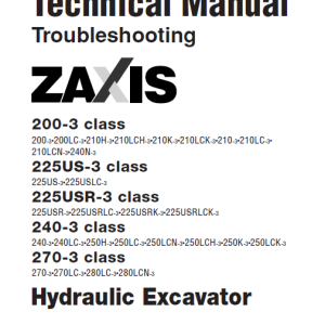 Hitachi Zaxis Zx200-3, Zx240-3 And Zx270-3 Excavator Manual