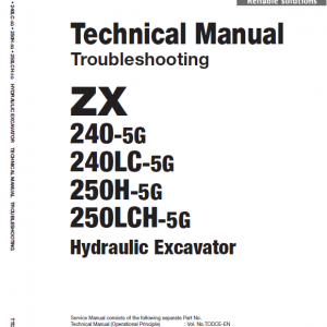 Hitachi Zx240-5g, Zx240lc-5g And Zx250lch-5g Excavator Manual