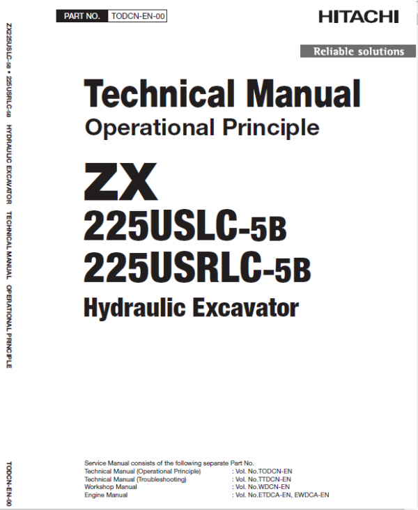 Hitachi Zx225uslc-5b And Zx225usrlc-5b Zaxis Excavator Manual