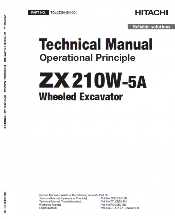 Hitachi Zx210w-5a Zaxis Excavator Manual