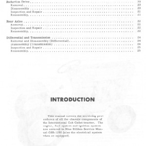 Cub Cadet Original Tractor Chassis And Engine Service Manual