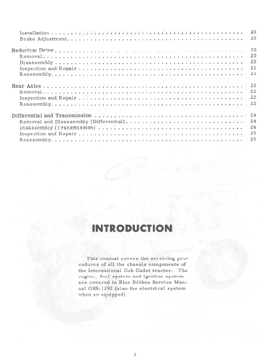 Cub Cadet Original Tractor Chassis And Engine Service Manual