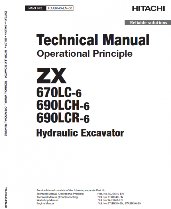 Hitachi Zx670lc-6, Zx690lcr-6 And Zx690lch-6 Excavator Manual