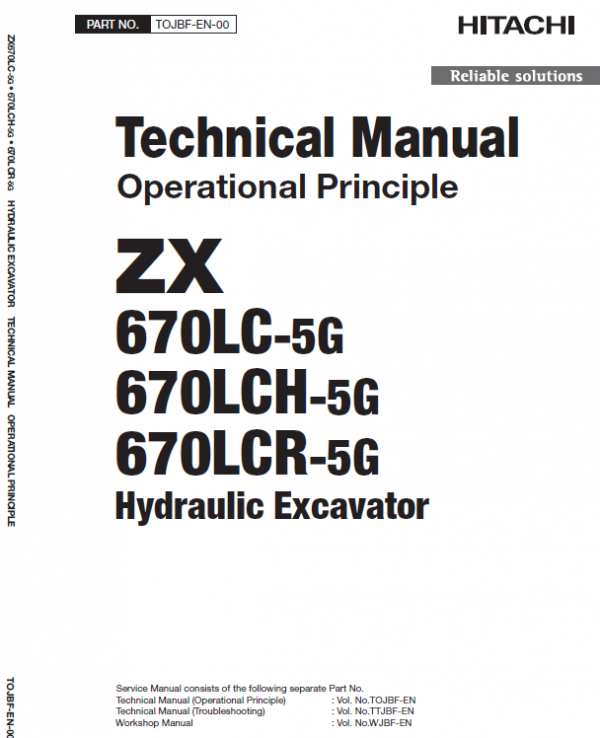 Hitachi Zx670lc-5g, Zx670lcr-5g And Zx670lch-5g Excavator Manual