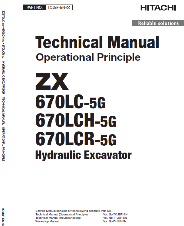 Hitachi ZX670LC-5G, ZX670LCR-5G and ZX670LCH-5G Excavator Service