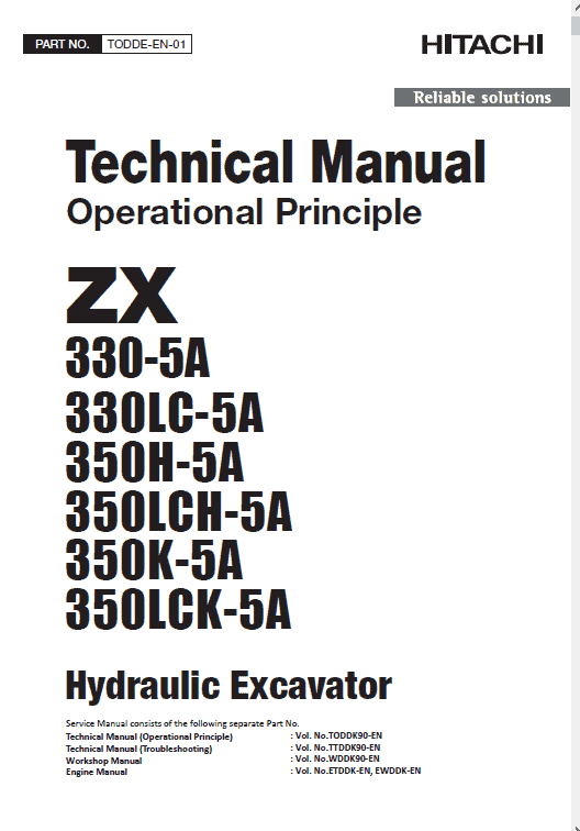 Hitachi Zx330-5a, Zx330lc-5a And Zx350lch-5a Zaxis Excavator Manual