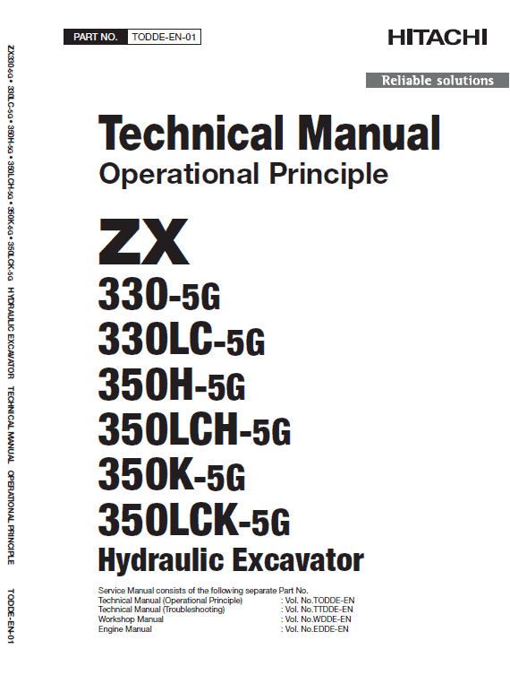 Hitachi Zx330-5g, Zx330lc-5g And Zx350lch-5g Zaxis Excavator Manual