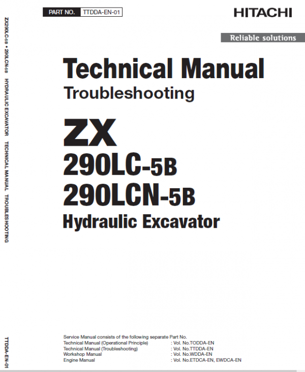 Hitachi Zx290lc-5b And Zx290lcn-5b Zaxis Excavator Manual